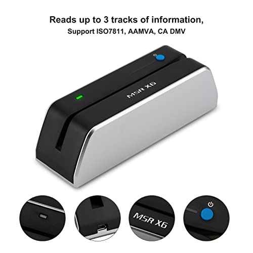 Version 1.0.0 MSR X6 Bluetooth and USB Magnetic Stripe Card Reader Writer Encoder