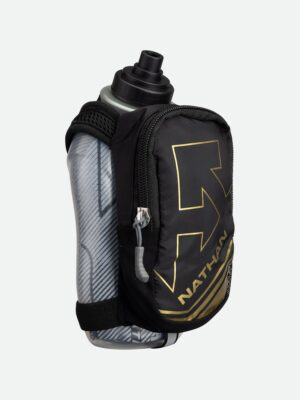 NS4851-00006_SpeedDrawPlusInsulated_hero_0d8e3024-ddab-4ac2-9d4c-fd97877bd7d8.jpg Nathan SpeedDraw Plus Insulated Handheld Flask 18 oz - Black/Metallic Gold